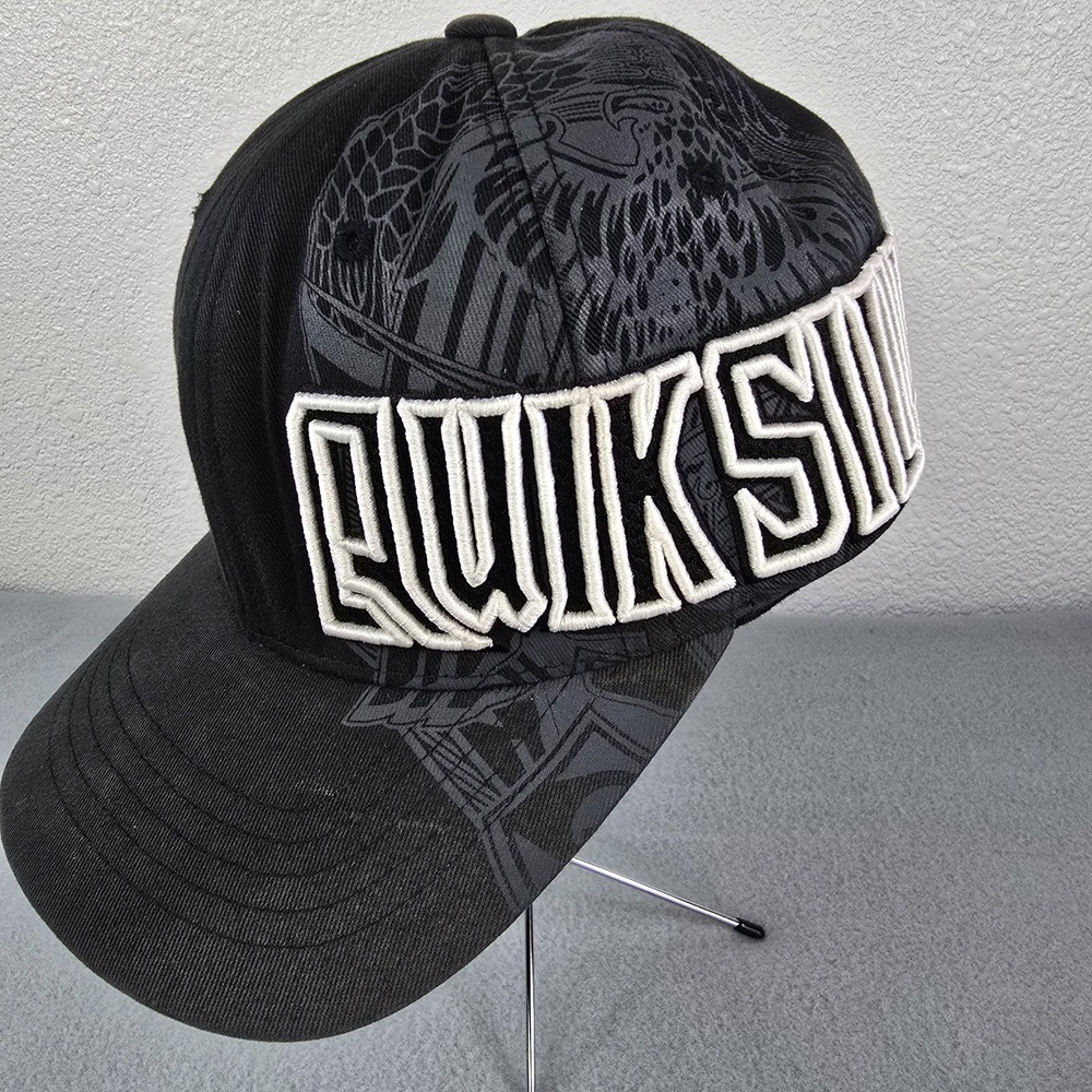 Quiksilver Flexfit Baseball Cap Mens S–M Black Cotton Embroidered Fitted Hat